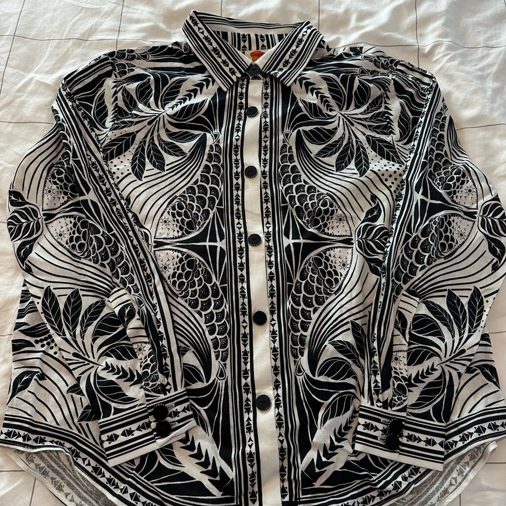 NWT- FARM Rio Monochrome Elegance Scarf Shirt